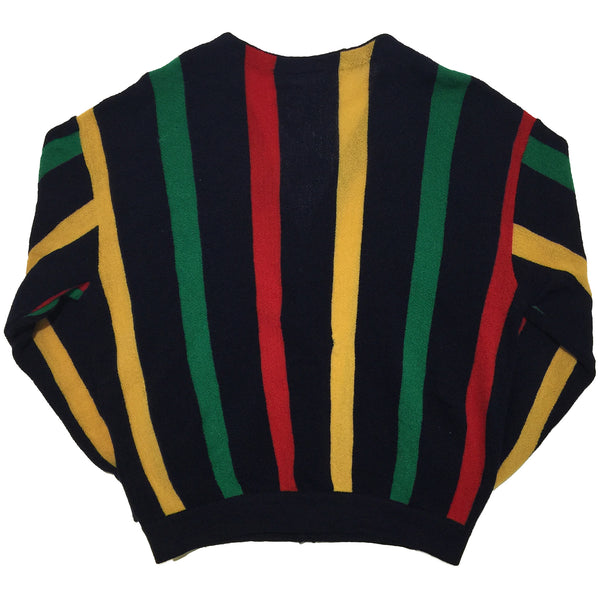 Lacoste Yellow, Green, Red Striped Cardigan