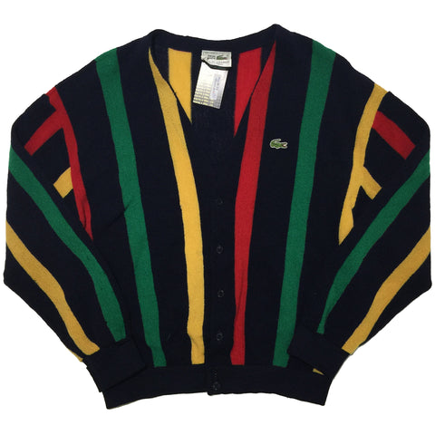 Lacoste Yellow, Green, Red Striped Cardigan