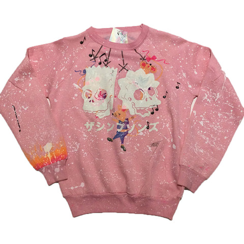 "Bart and Lisa" Pink Hand Splatter Sweater by Blim