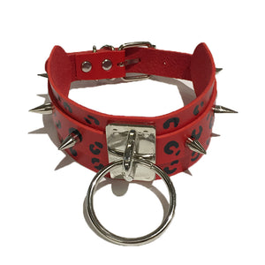 1 LEFT! Red Leopard Print Choker by King of Hearts