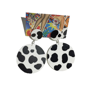 BACK IN STOCK!  Round Cow Print Earrings by King of Hearts
