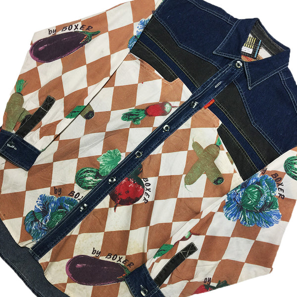 Vintage Form Seven Checkered Denim Jacket from Japan