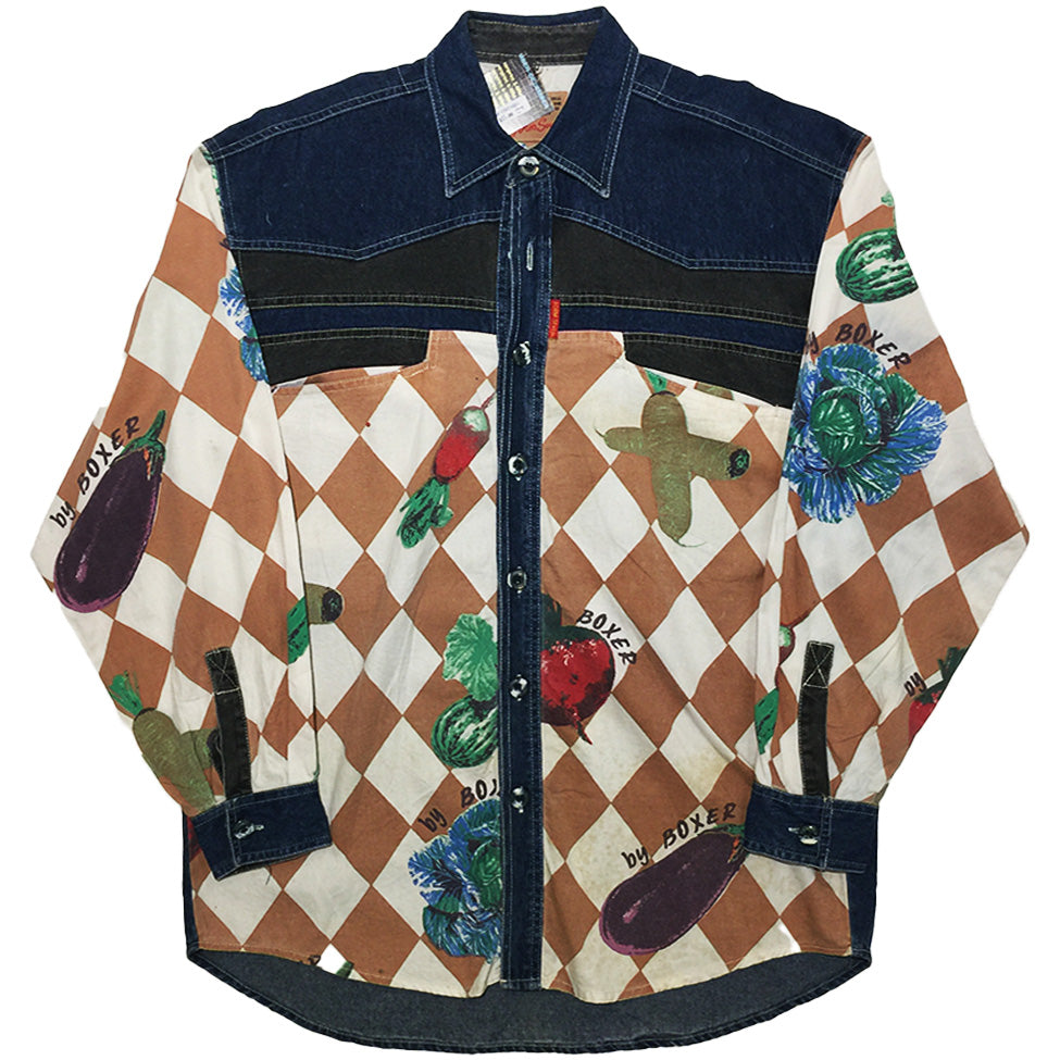 Vintage Form Seven Checkered Denim Jacket from Japan