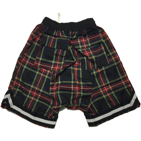 Red and Black Checkered Drop Crotch Shorts