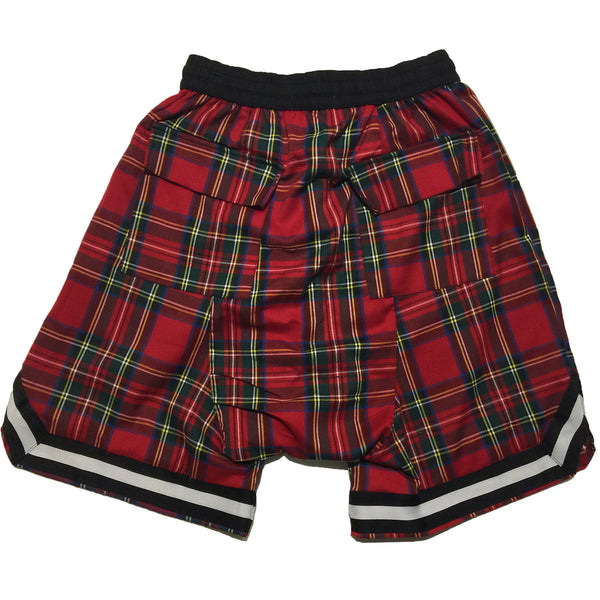 Red Checkered Drop Crotch Shorts