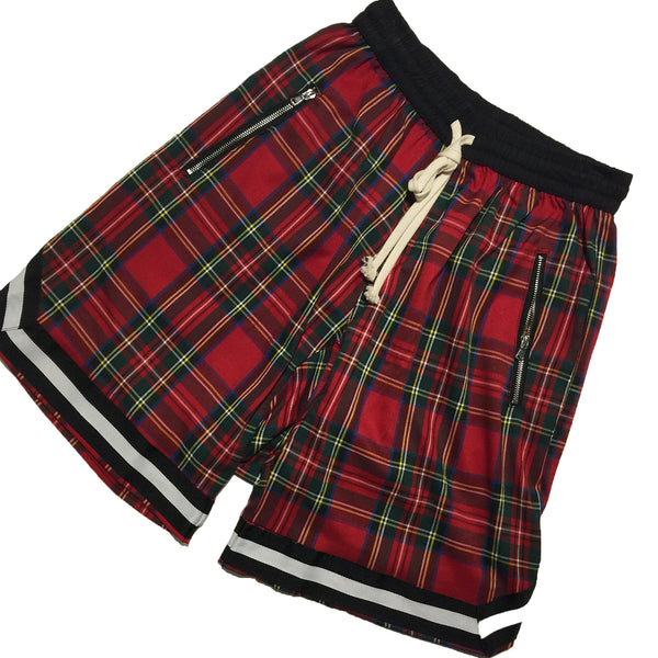 Red Checkered Drop Crotch Shorts