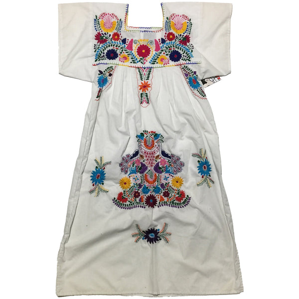 Flower Embroidery Embellished White Dress