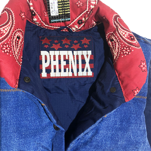Vintage Phenix Denim Printed Puffer Vest