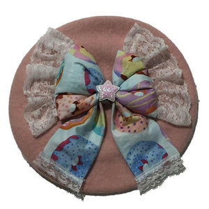 Custom Beret by Candelicious Pink Beret with Cake Bow