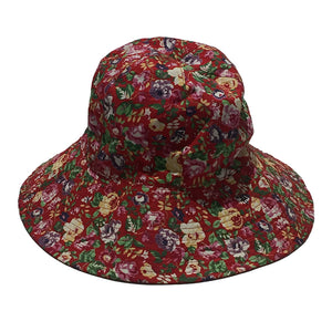 Red Floral Bucket Hat by Kansai