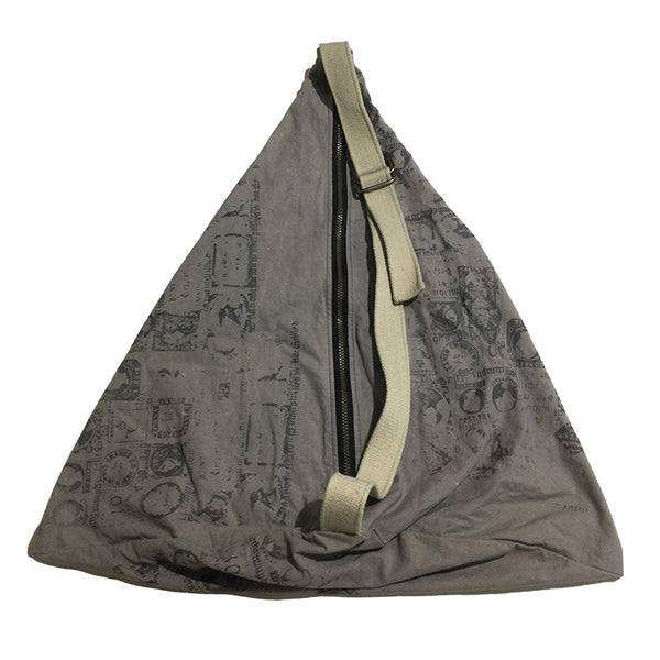 Grey Single Strap Triangle Cross Body Bag by Gypsy Wolf