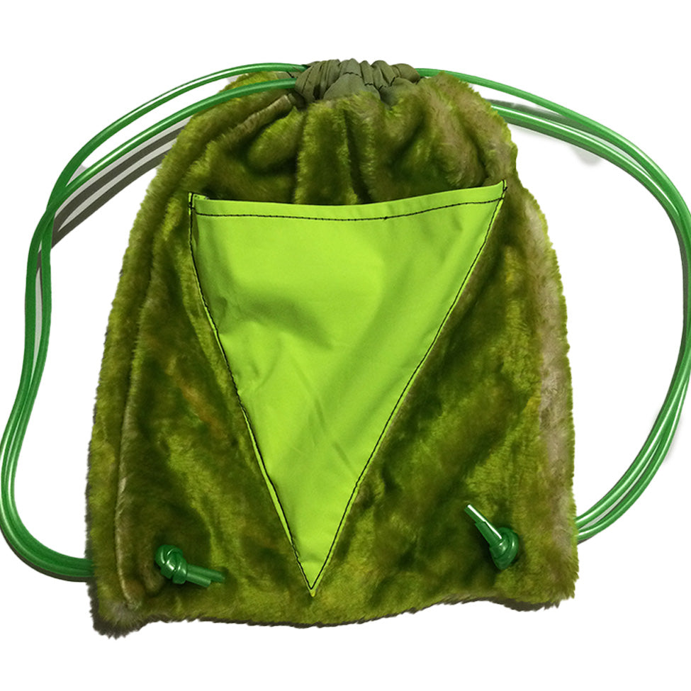 Adjustable Sling Bag Green Fleece With Pouch