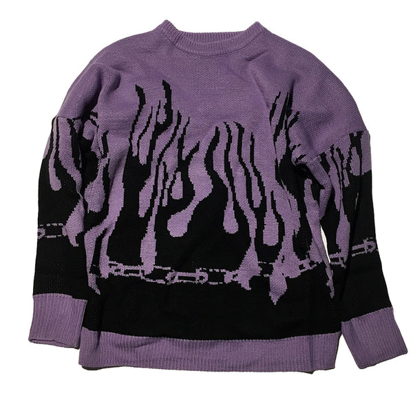 Purple Black Flame Sweater