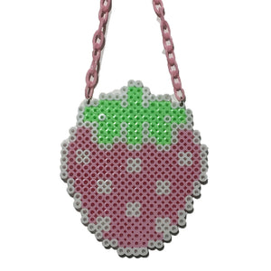 Pastel Strawberry Pixel Necklace by Candelicious