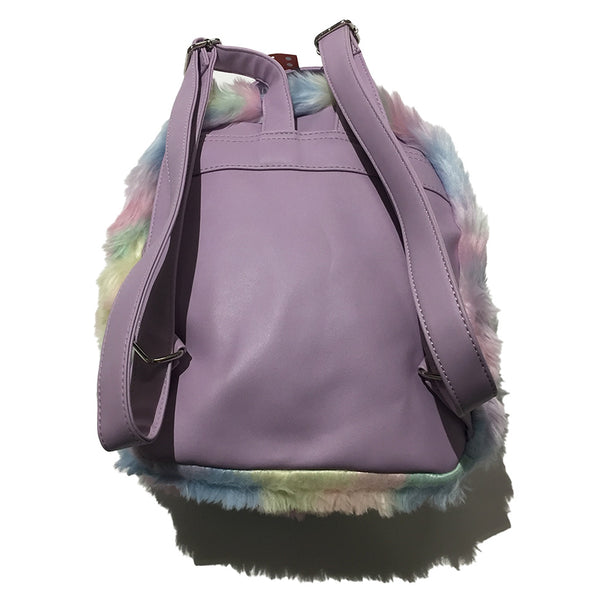 Faux Fur Pastel Rainbow Pink Backpack by ACDC Rag