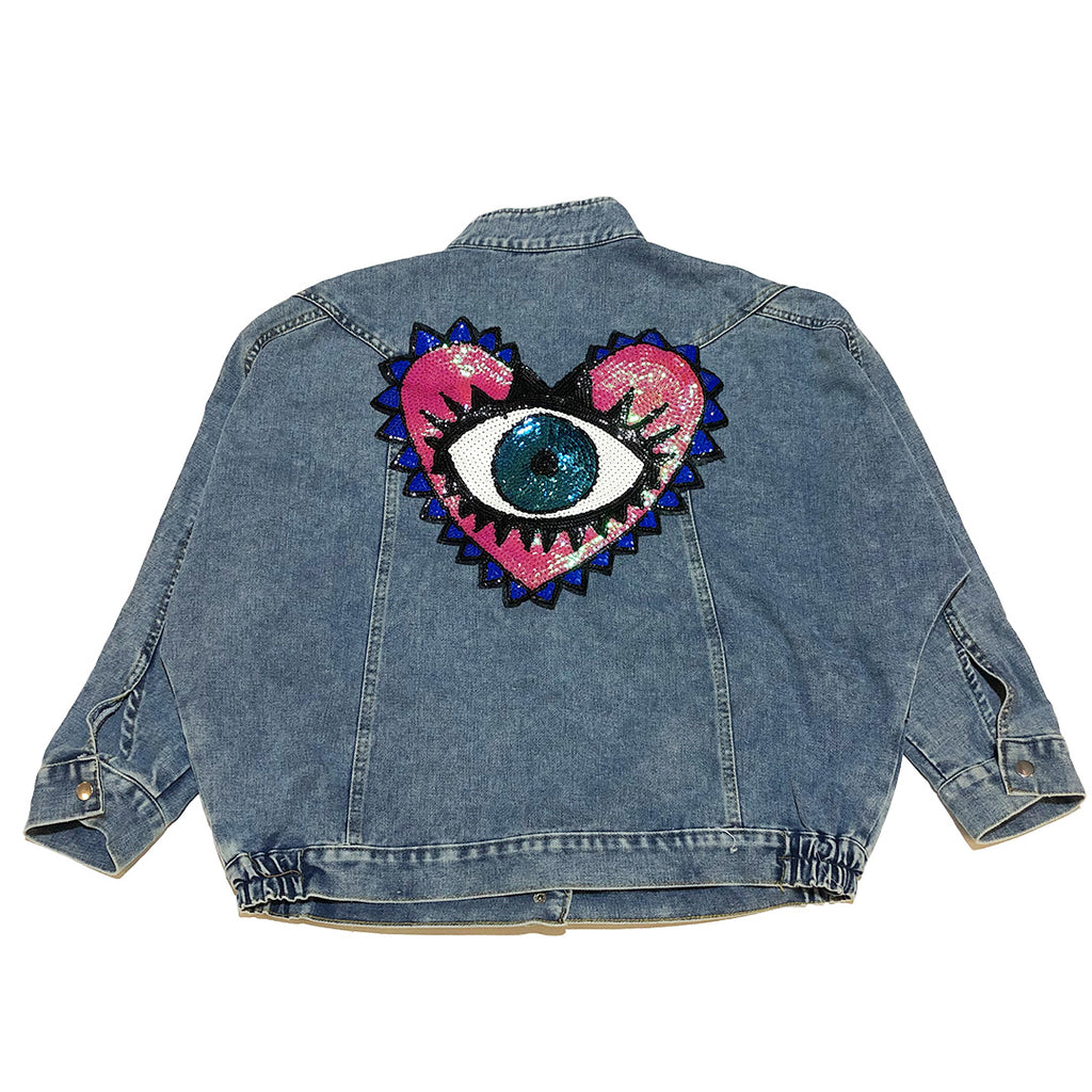 Patches on a denim on sale jacket