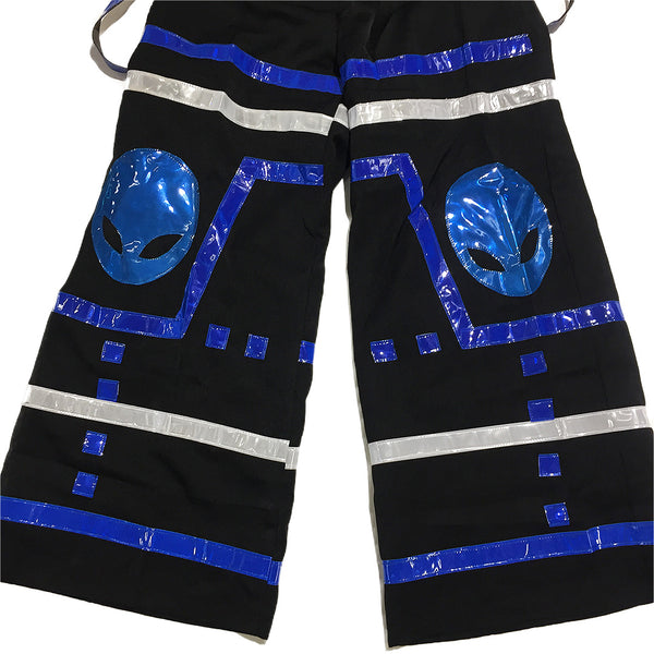 Alien Neon Blue Rave Reflective Phat  Pants