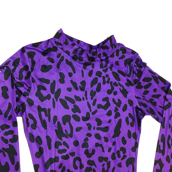 Purple Leopard Body Suit with built in hands