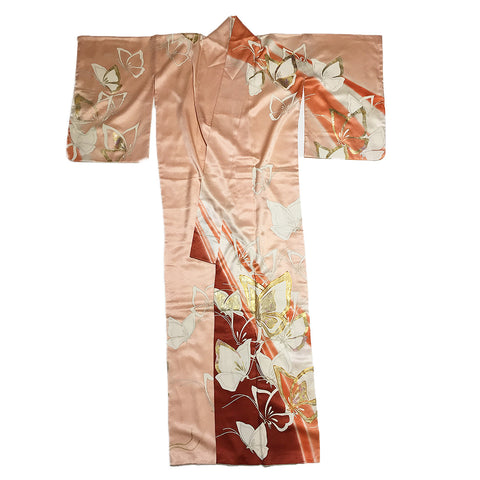 Vintage Butterfly Pattern Silk Kimono From Japan