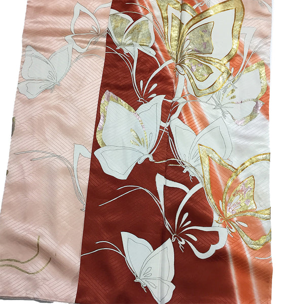 Vintage Butterfly Pattern Silk Kimono From Japan