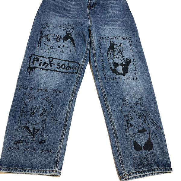Sailor Moon Print Jeans