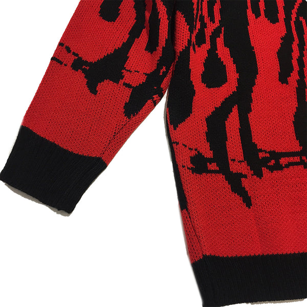 Red Black Fire Flame Knit Sweater