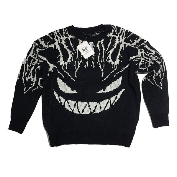 Gengar Black White Pokemon Knit Sweater