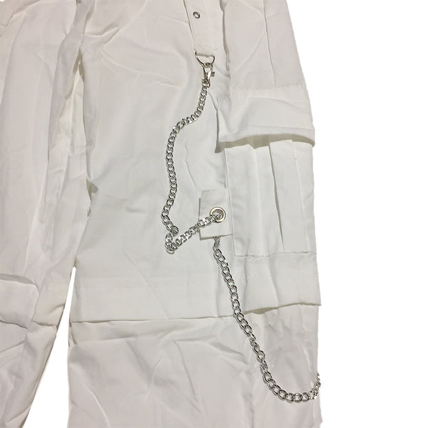 White Cargo Pants with Chains