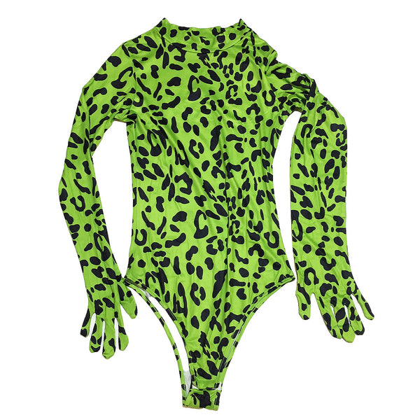 Green Leopard Body Suit with Built in Hands