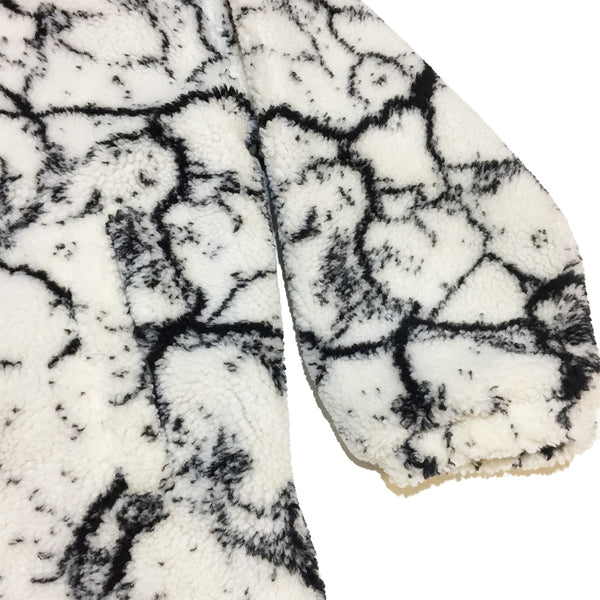 LAST ONE Black and White Marble Print Fleece Jacket