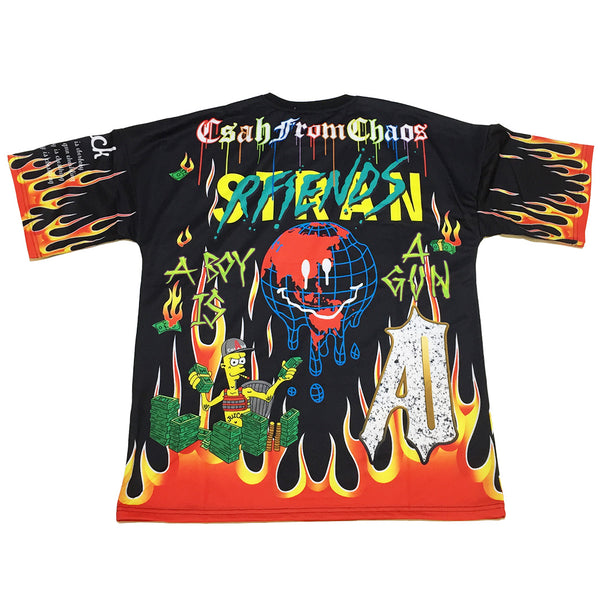 All Over Flame Print T