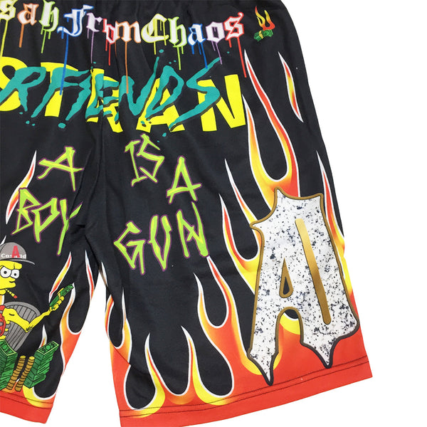 All over Flame Print Shorts