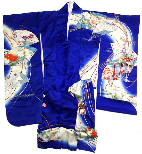 Royal Blue Pure Silk Furisode Kimono
