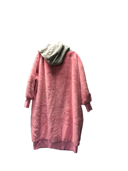 Faux Fur Pink/Grey Hoodie Coat
