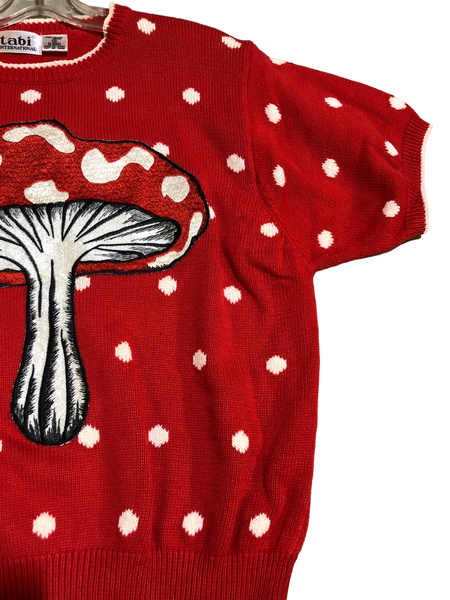 Embellished mushroom Cotton knit sweater