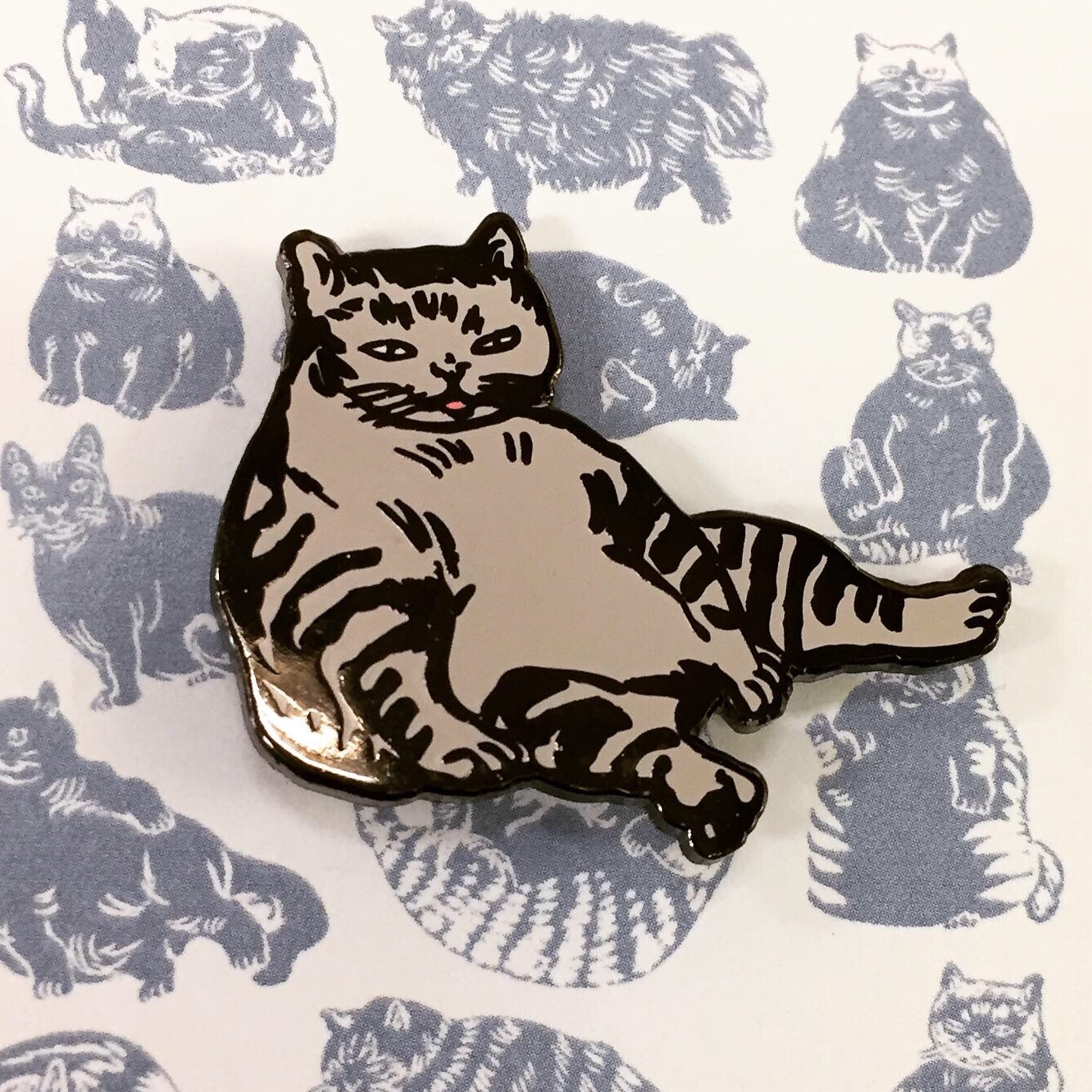 Relaxing Cat Pin by Horse Fiddle Press