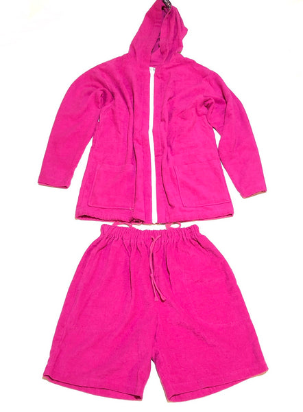 Pink Zip-Up and Shorts Set