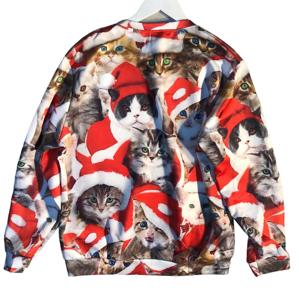 Embellished Xmas Cat Crewneck Sweater