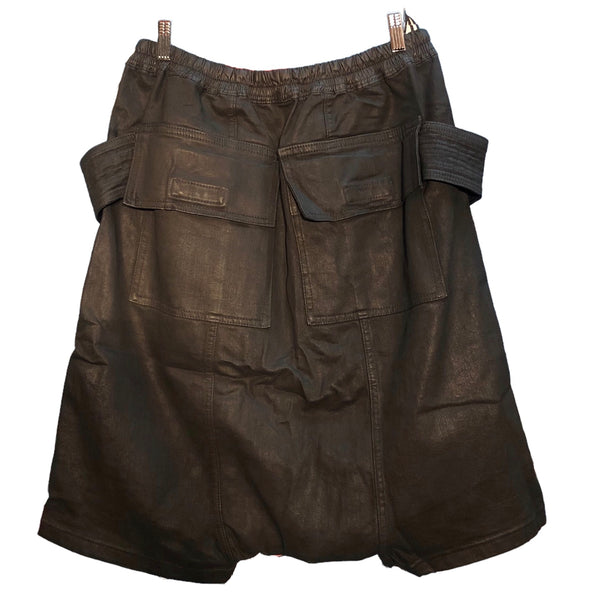 Black Wax Denim Pockets Shorts