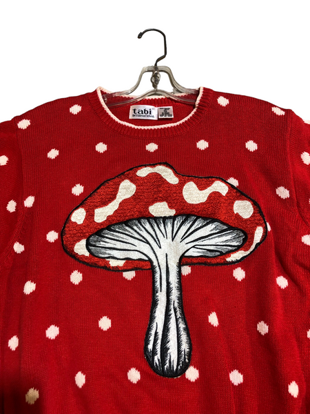 Embellished mushroom Cotton knit sweater