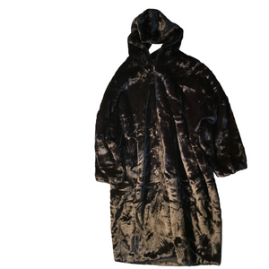 Black Hooded Faux Fur Full length Jacket