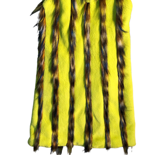 Colorful Stripe Faux Fur Long Vest