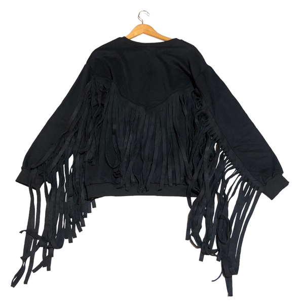 BACK IN STOCK! Black Long Fringe Sweater