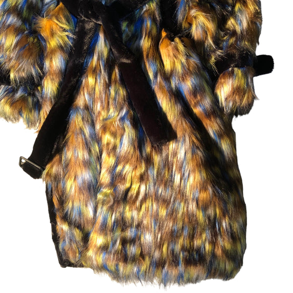 Heavy Rainbow Faux Fur Full length Jacket