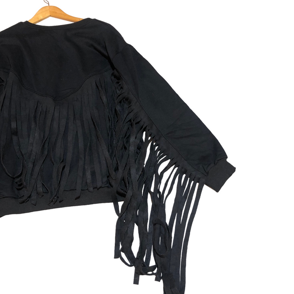 BACK IN STOCK! Black Long Fringe Sweater