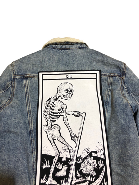 Ooak Death Sherpa Denim Jacket by Tooth and Claw