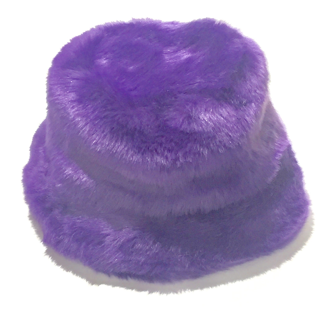 DOMIKING Purple Lavender Flowers Winter Bucket Hats Fuzzy Faux Fur