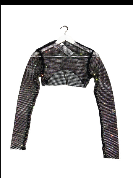 BACK IN STOCK! Holographic Jewelled Mesh Crop Top