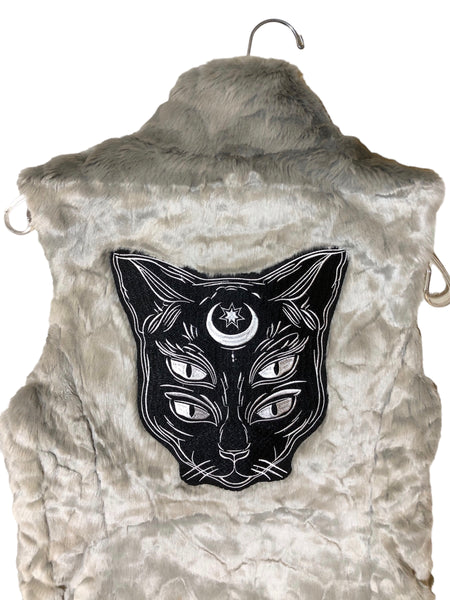 Embellished Witchy Cat Fox faux fur vest