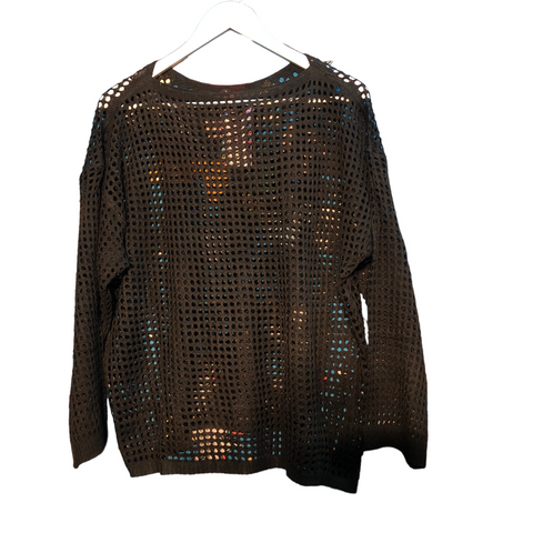 Black Cotton Mesh Sweater